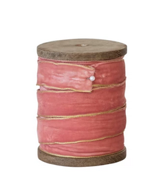 Shades of Pink Velvet Ribbon on Wooden Spool 5 yards, 3 Shades