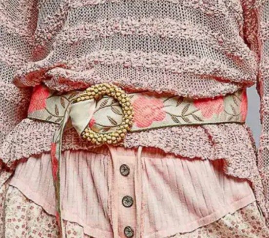 CREAM/NEON CORAL BELT