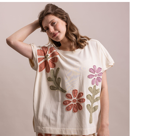 Flower Patchwork Short Sleeve Top