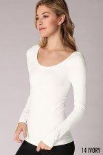 Seamless Long Sleeve Scoop Neck Top 2 Colors