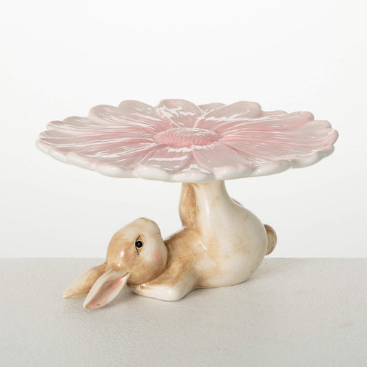 Ceramic Bunny and Flower Riser