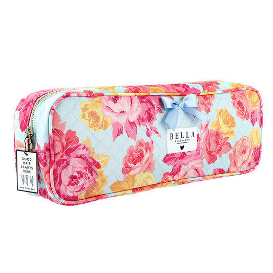 Blue + Rose Floral Quilted Hair Tool Bag