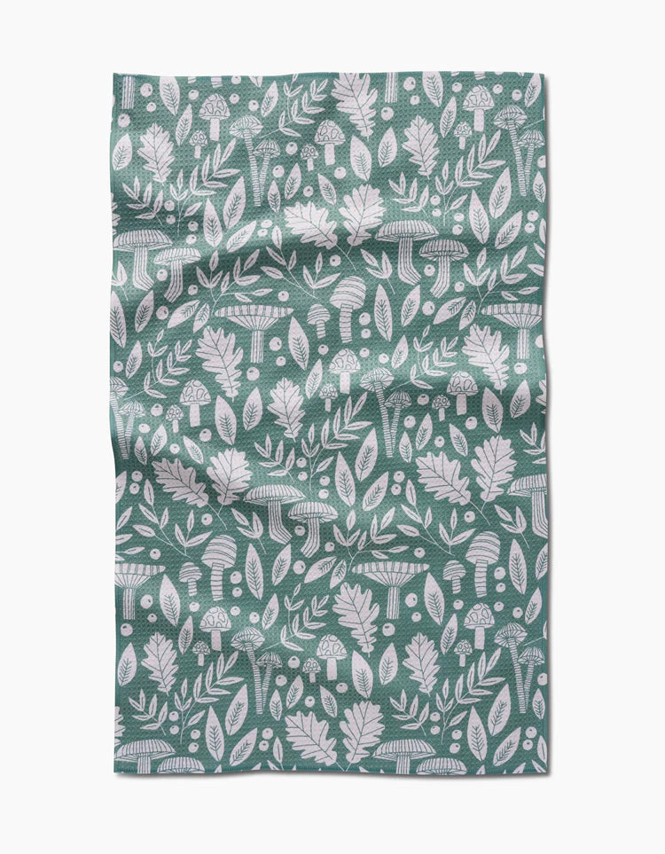 Geometry Mushrooms and Leaves Tea Towel