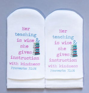Standing on the Word Scripture Socks- Teaching is Wise Prov 31:26