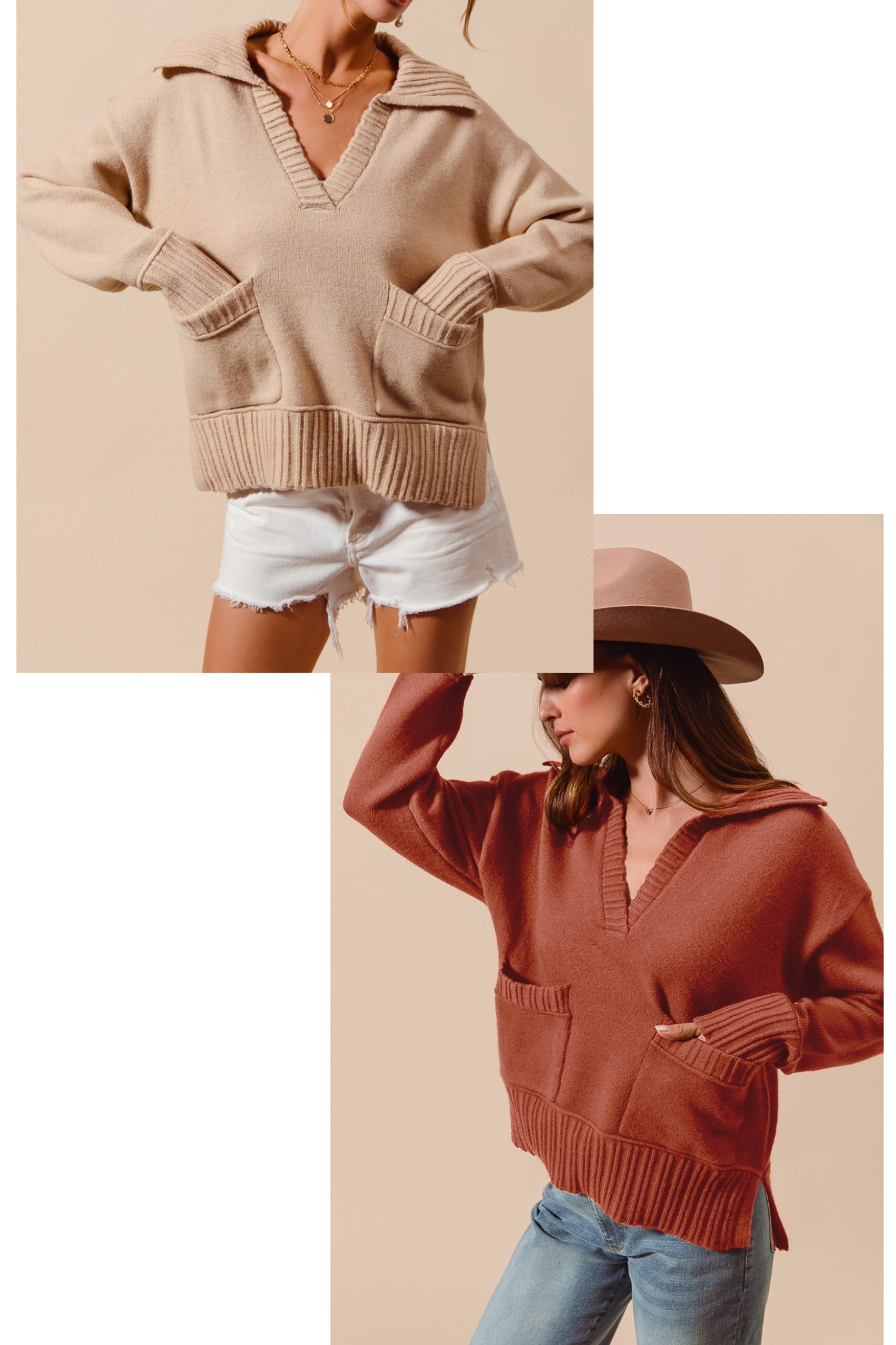 The Jenny Wide Collar Pullover Sweater with Pockets (Small to Large)