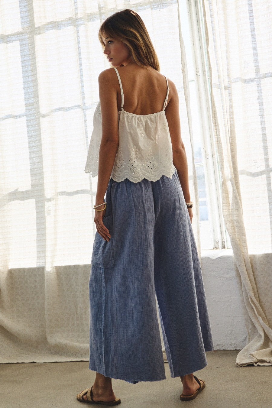 Cotton Gauze Washed Pants