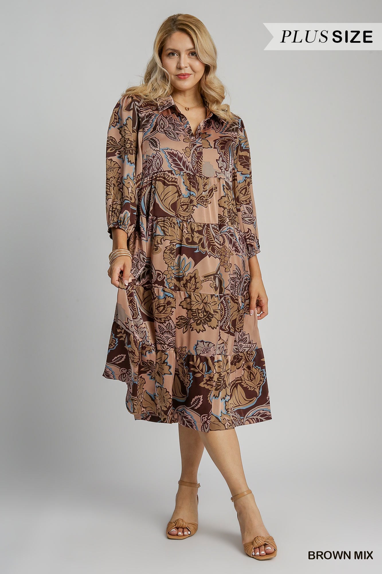 Falling For You Paisley Print Midi Dress (XL to 2XL)