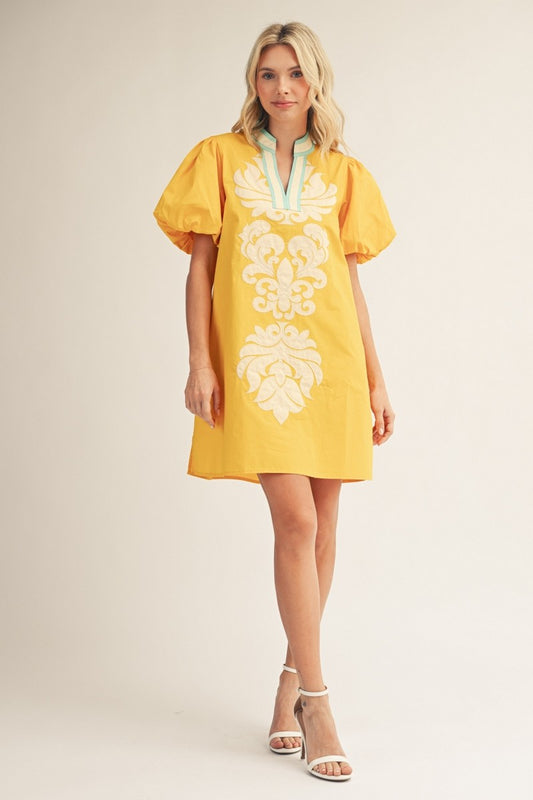 Baroque Applique Detail Shift Dress