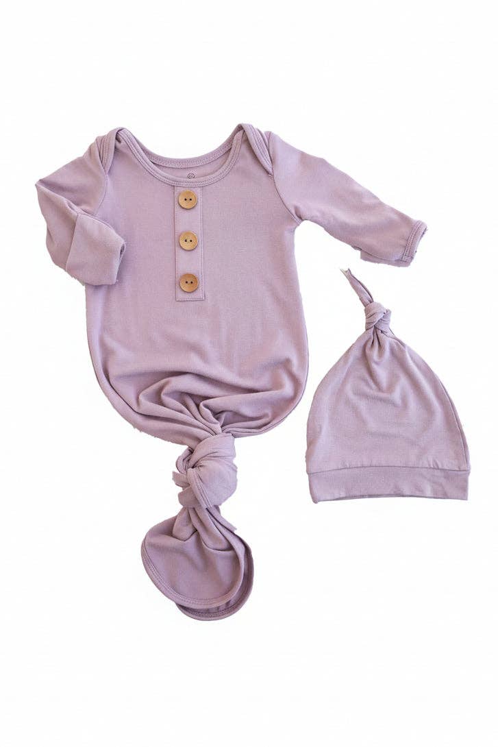 Bamboo Knotted Gown & Hat | Dusty Purple