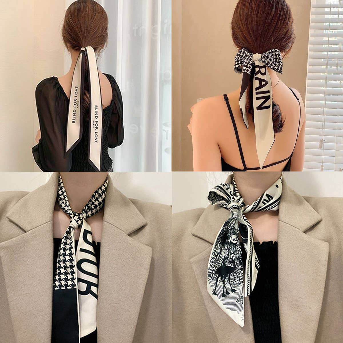 Floral Letter  Scarf – Hair Tie & Bag Ribbon_CWASC0096