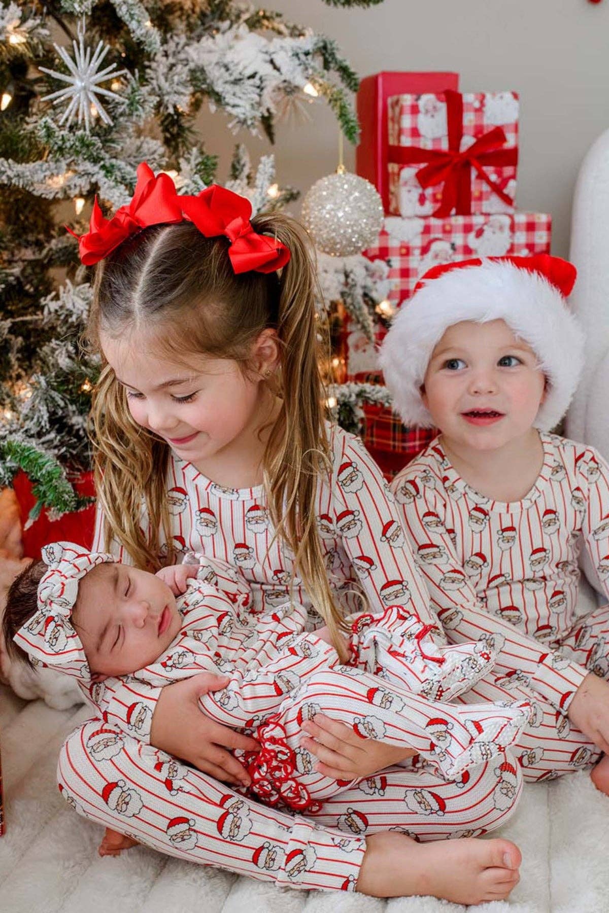 Christmas Bamboo Waffle Ruffle Zipper Footie | Holly & Jolly