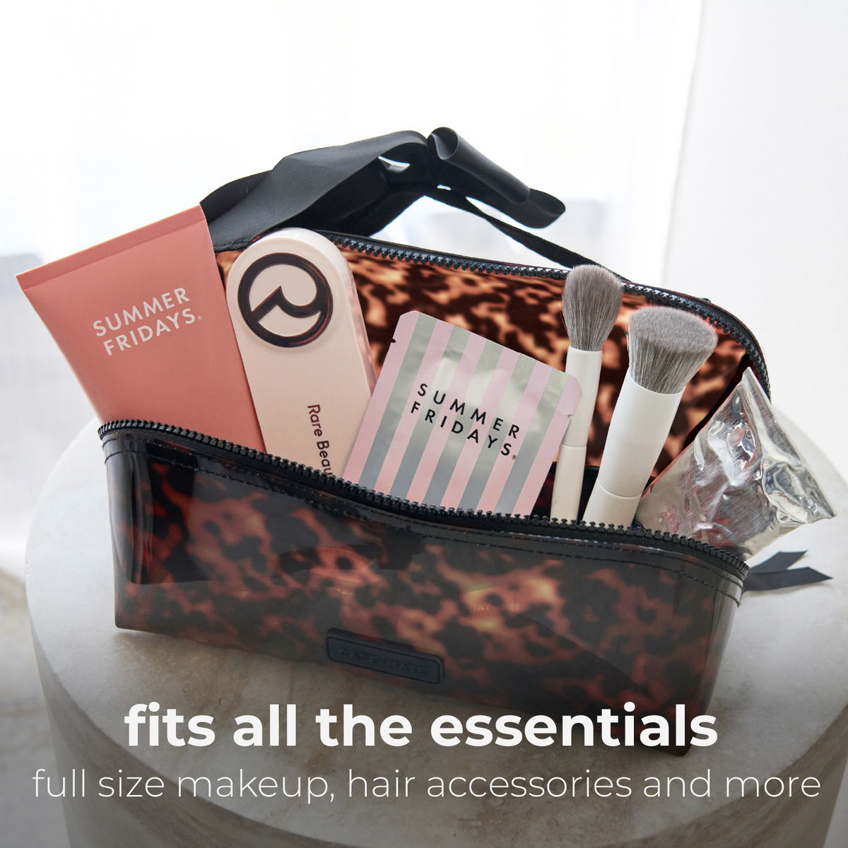 Jelly Cosmetic Bag – Tortoiseshell Lay-Flat Makeup Bag