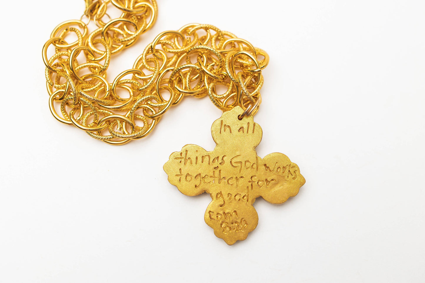 18" Double Gold Chain with Andrea Cross