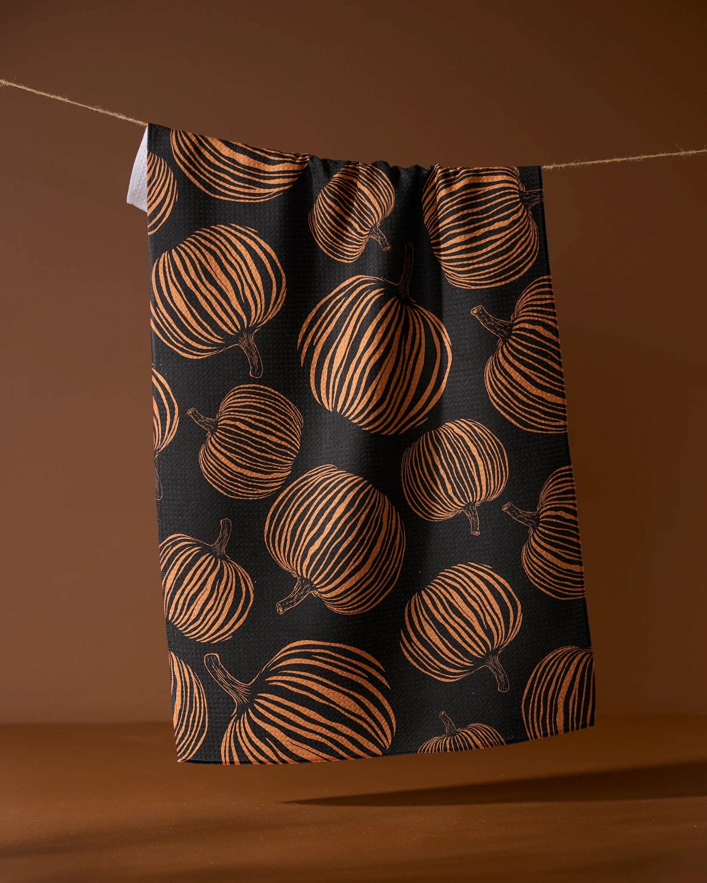 Geometry Pumpkin Noir Tea Towel