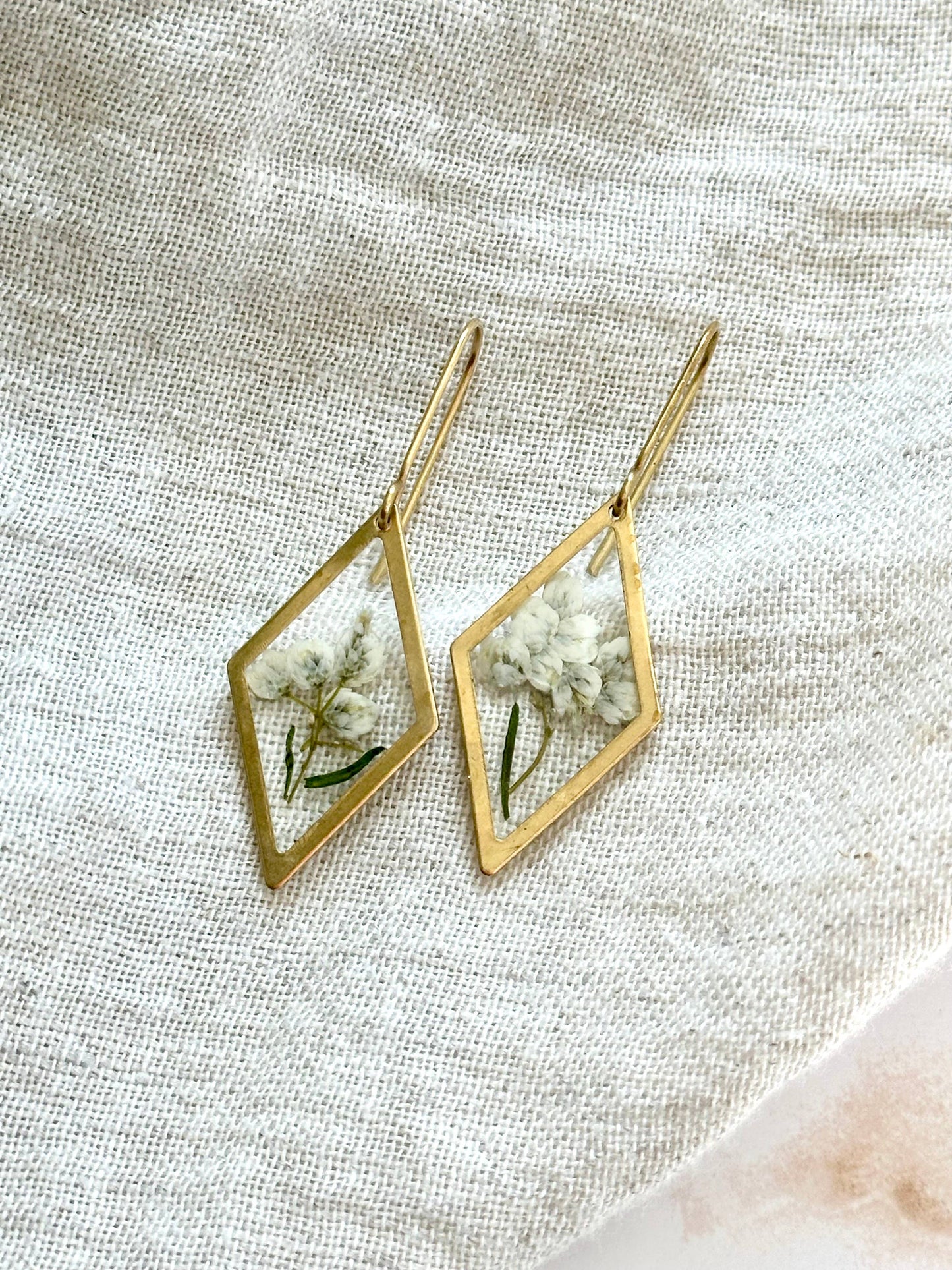 Pressed Flower Jewelry | Minimalist Jewelry | Brass Jewelry