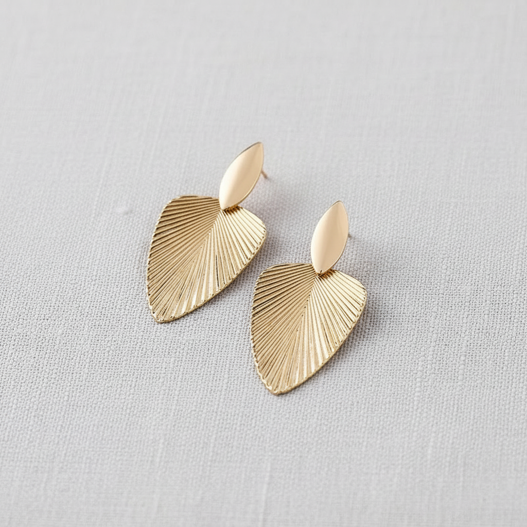 Gold Leaf Filigree Drop Earrings