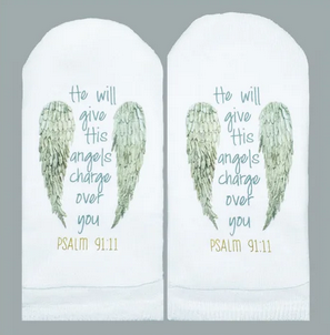 Standing on the Word Scripture Socks- Angels Charge over you Psalms 91:11