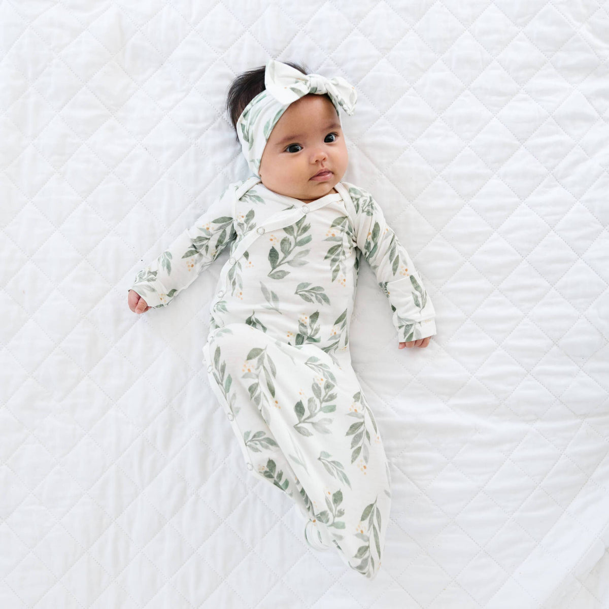 Newborn Knotted Gown - Fern