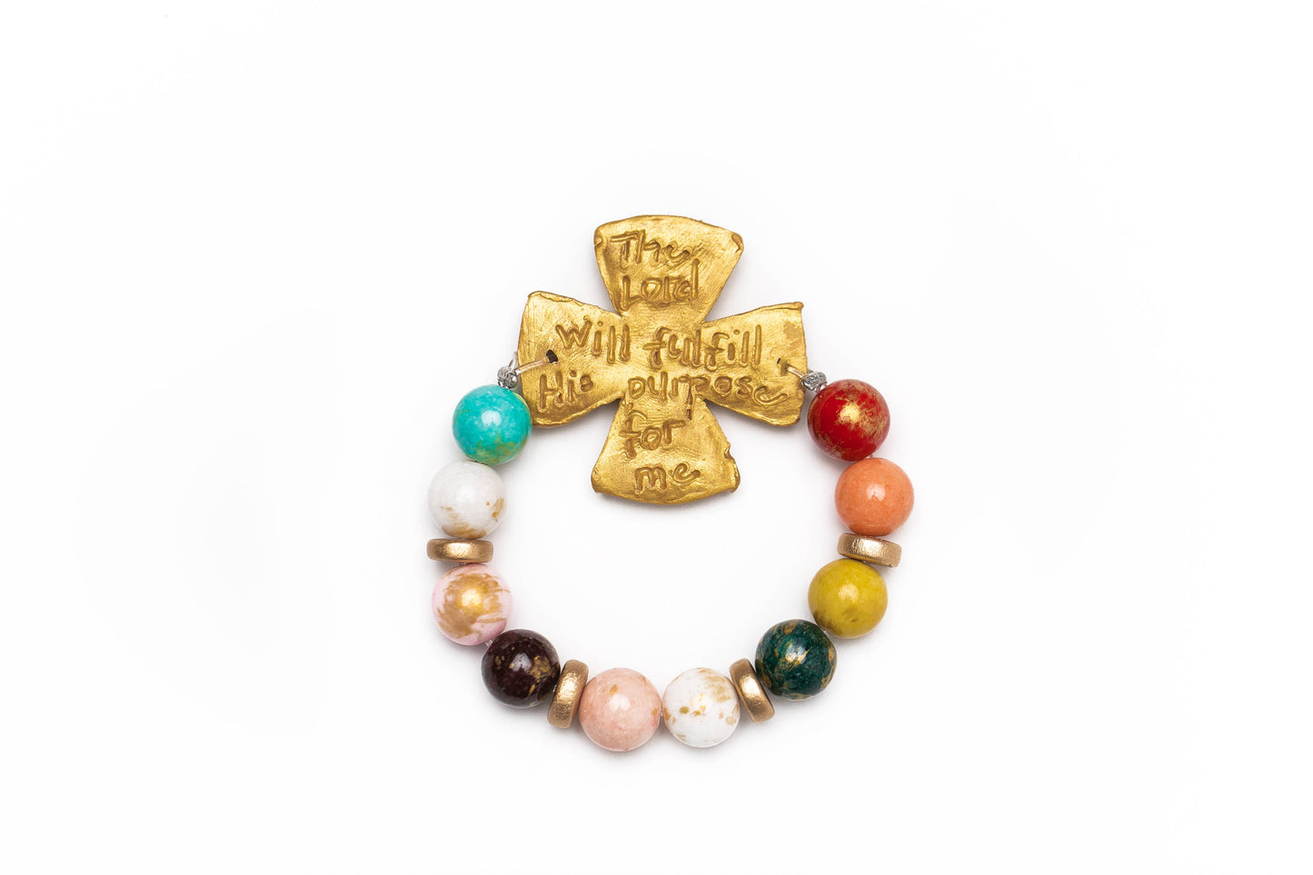 Multicolored Jade with Friendship Cross Bracelet