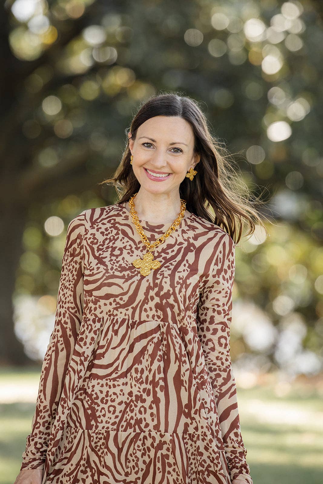 18" Double Gold Chain with Andrea Cross