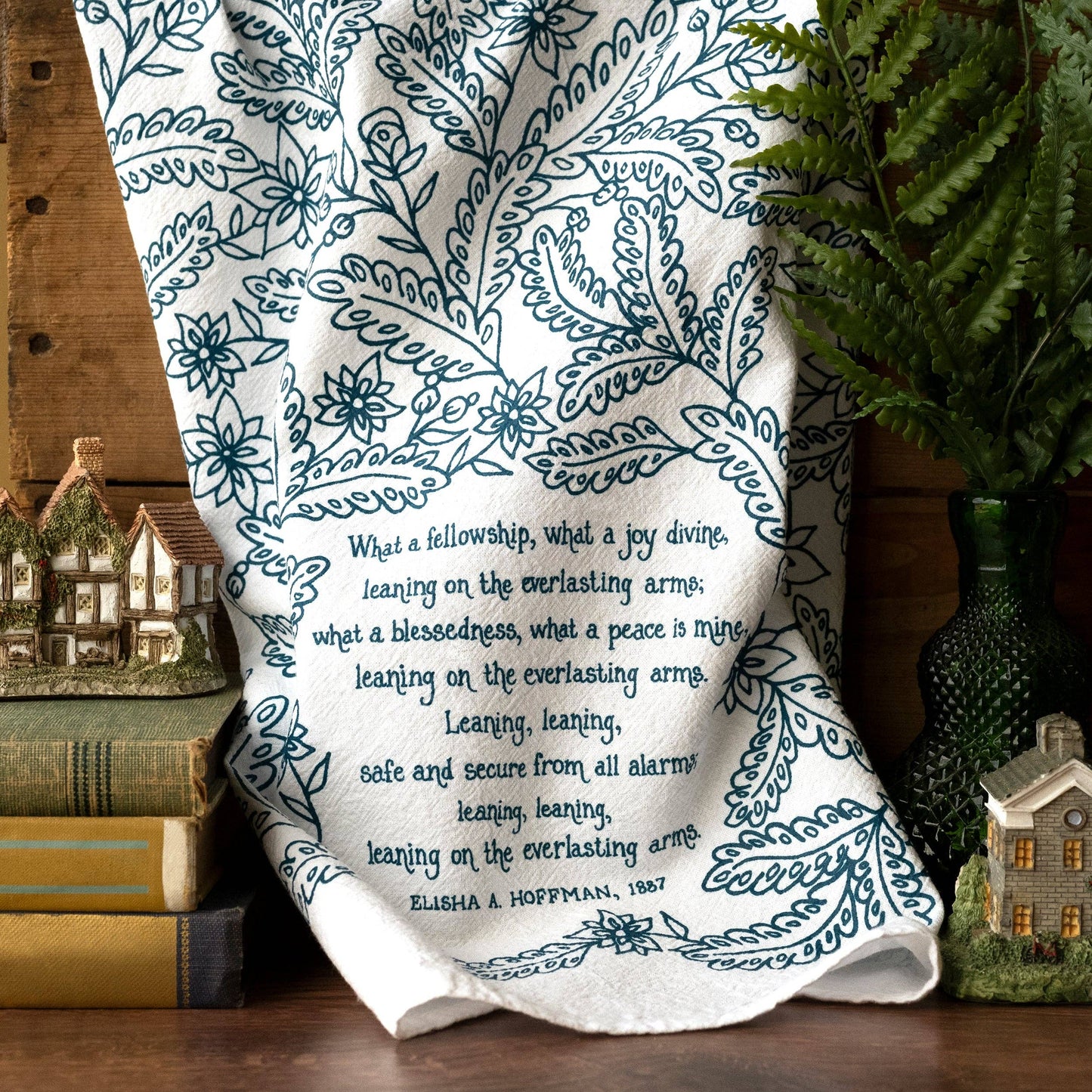 Leaning on the Everlasting Arms Hymn Tea Towel