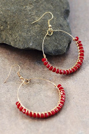 Boho Red Beaded Earrings