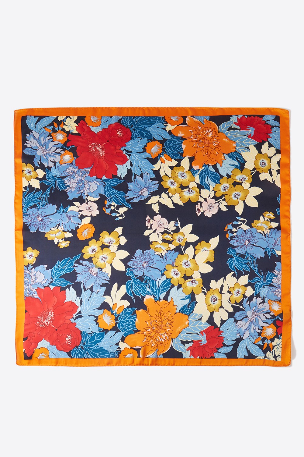 Navy + Orange Floral Bandana Scarf