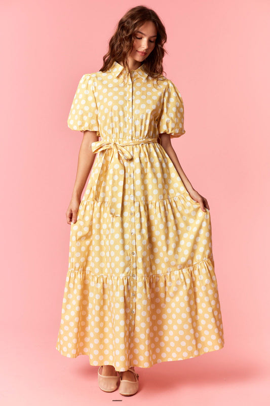 Buttercream Fields Polka Dot Maxi Dress