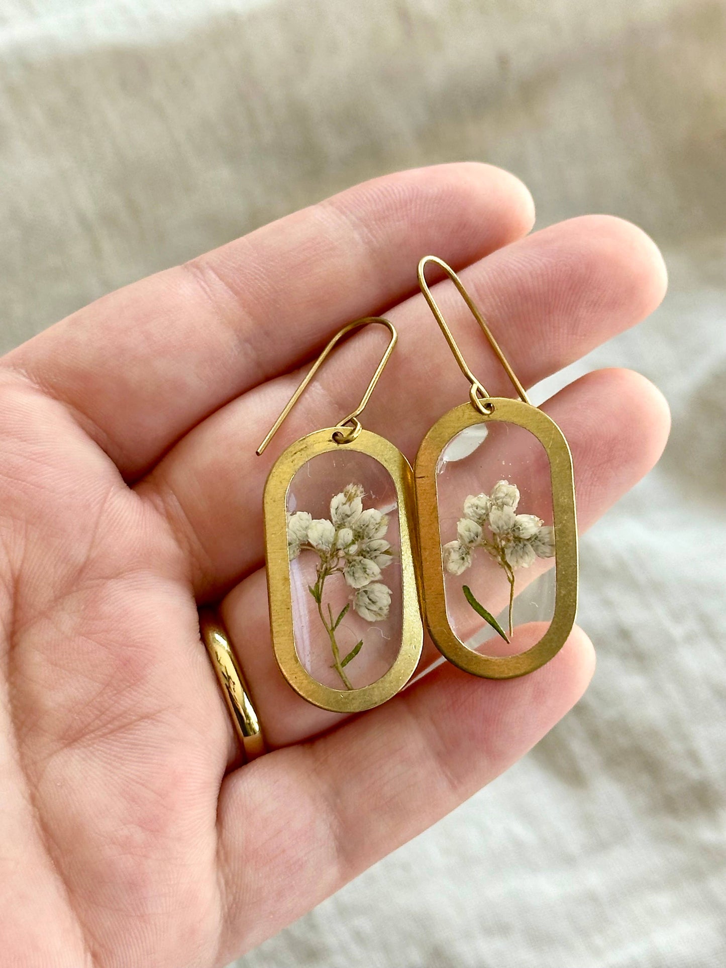 Pressed Flower Jewelry | Minimalist Jewelry | Brass Jewelry