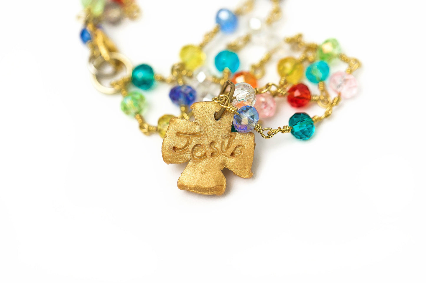 Multicolored and Gold Chain with Julia Blair Cross