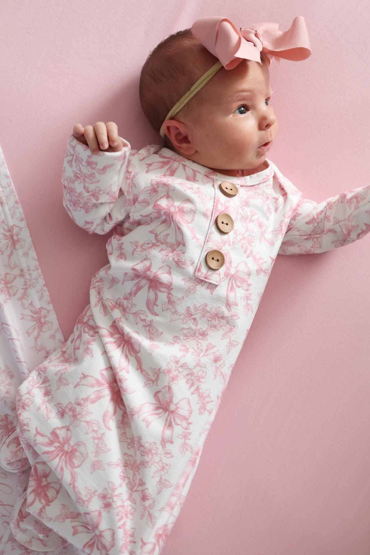 Newborn Baby Knot Gown & Hat Set | Fancy Frills