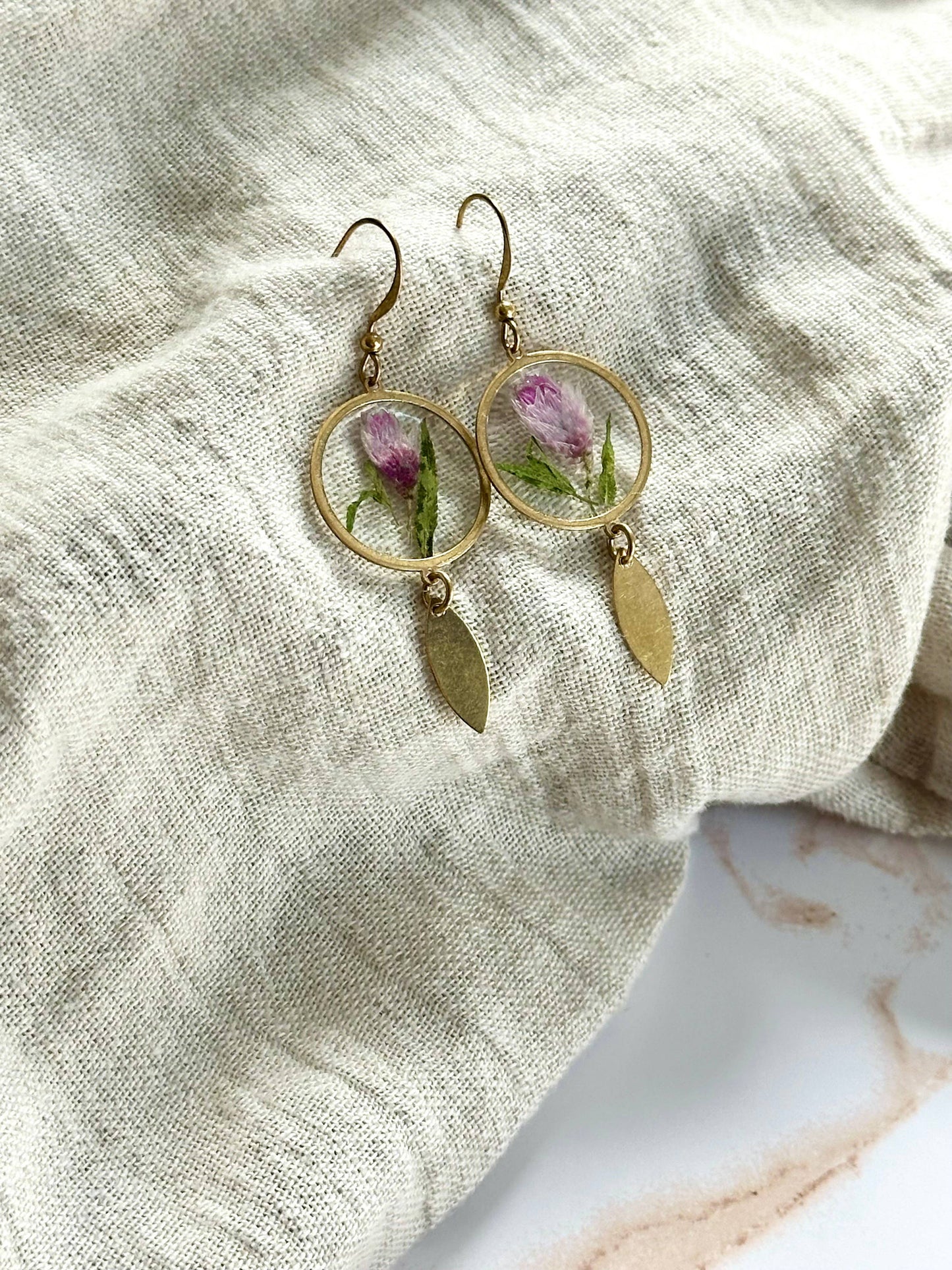 Pressed Flower Jewelry | Minimalist Jewelry | Brass Jewelry