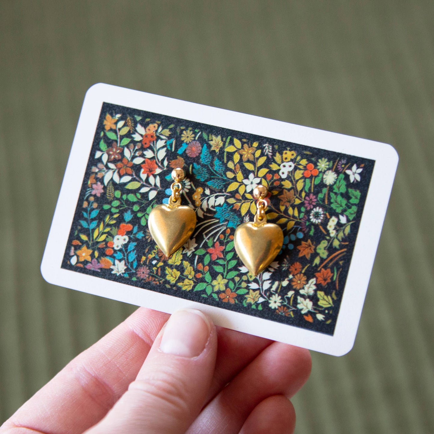 Vintage Brass Heart Charm Earrings