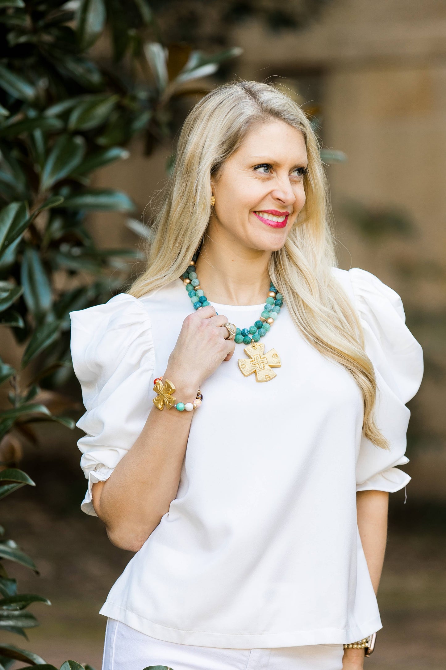 Multicolored Jade with Friendship Cross Bracelet
