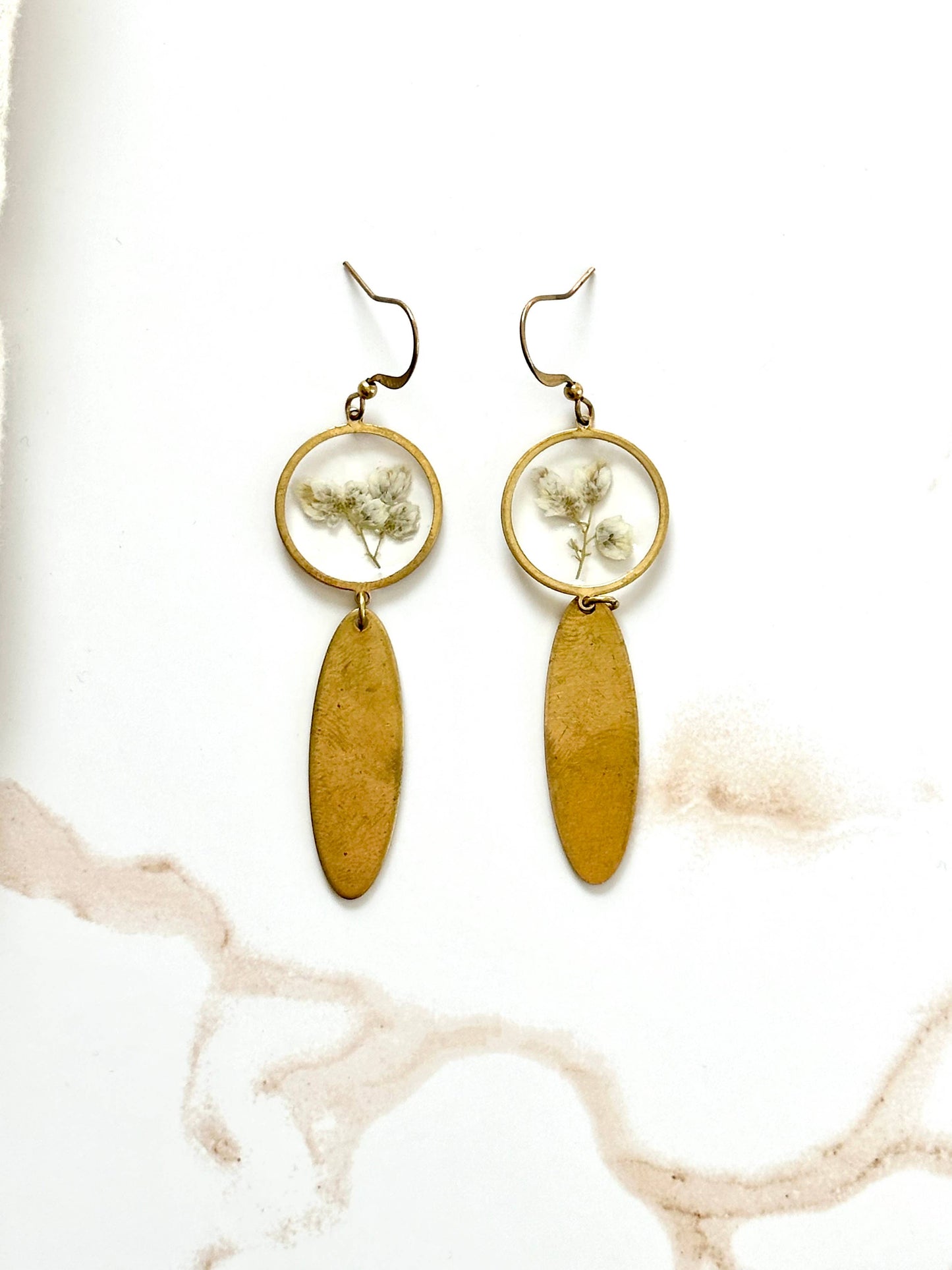 Pressed Flower Jewelry | Minimalist Jewelry | Brass Jewelry