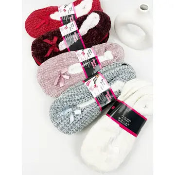 Cable Knit Slipper Socks (One Size) (Multiple Color Options)