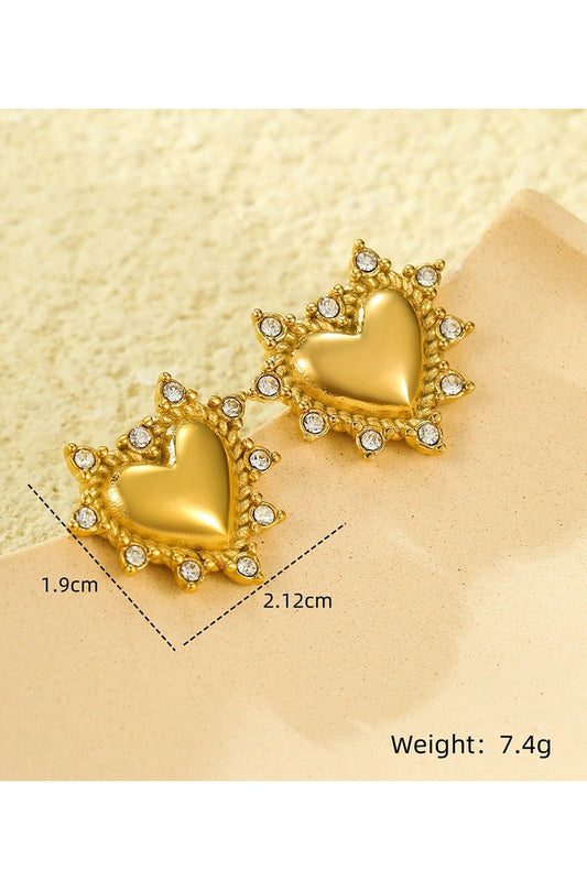 Stainless Stell Heart Stud with Clear Stones