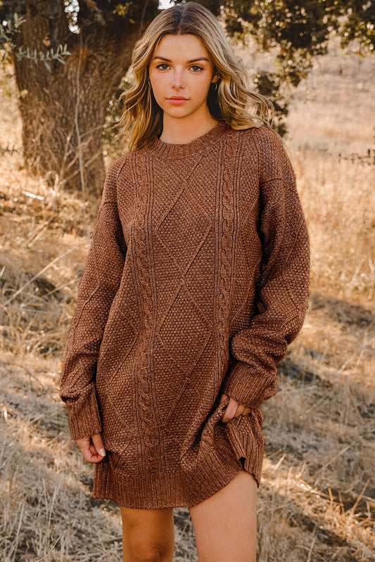 Winter Weather Cable Knit Sweater Dress (Small to 2XL)