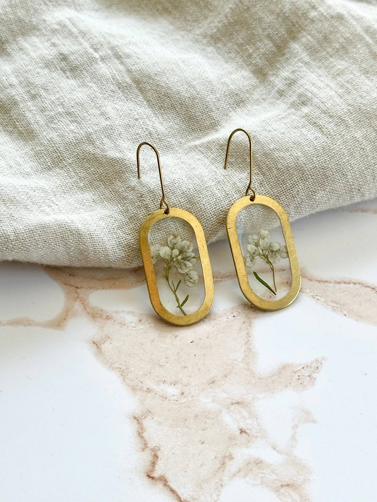 Pressed Flower Jewelry | Minimalist Jewelry | Brass Jewelry