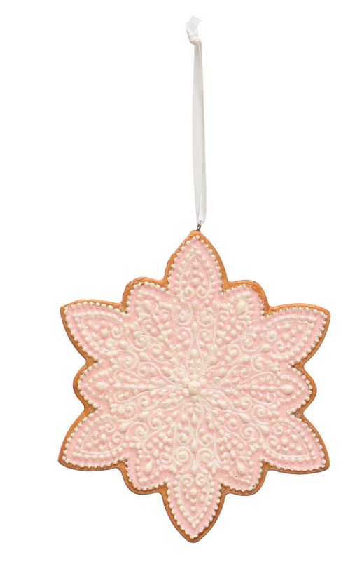 Pink and White Resin Tree or Snowflake Cookie Ornament