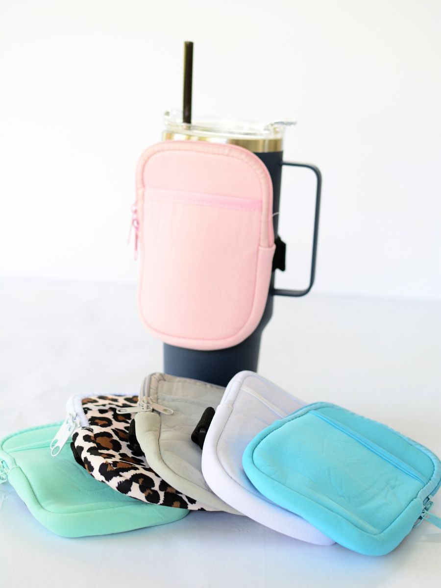 Water Bottle and Tumbler Pouch with Front Pocket in Multi-Color