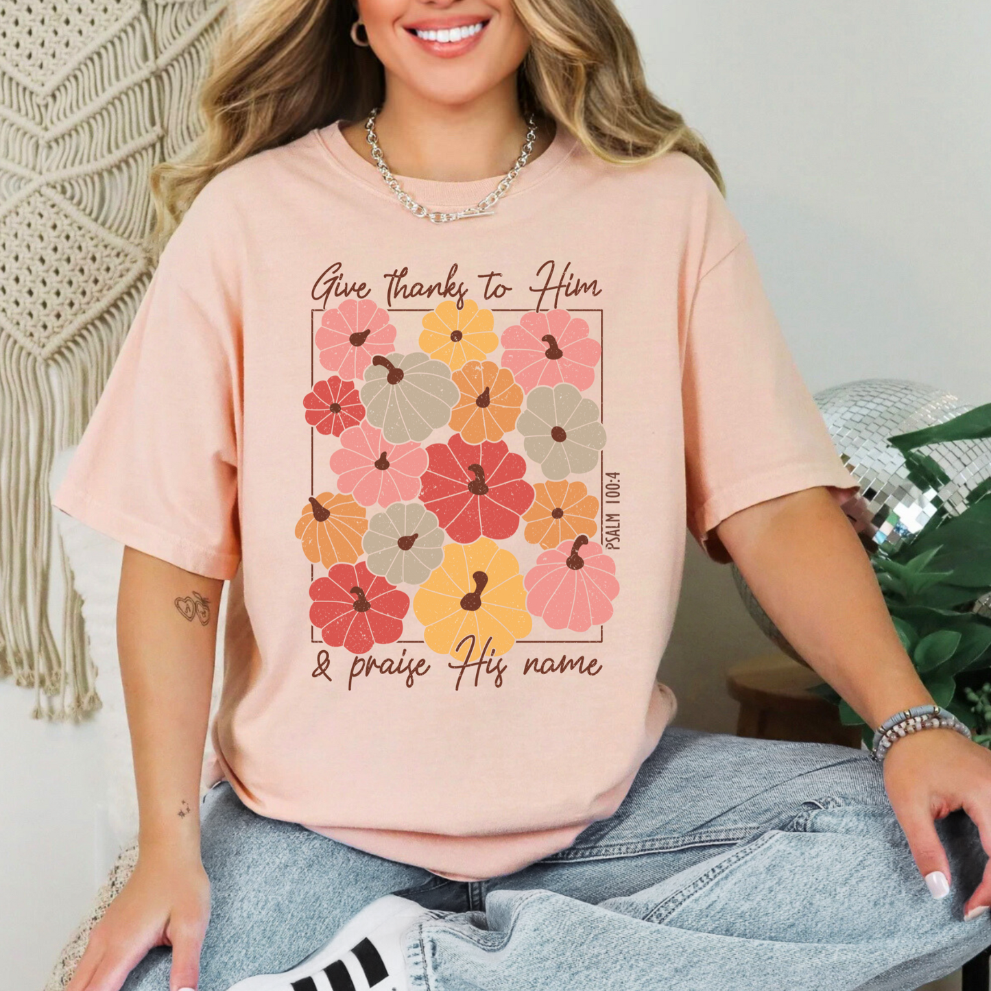 Give Thanks to Him Pumpkin Tee Graphic Tee