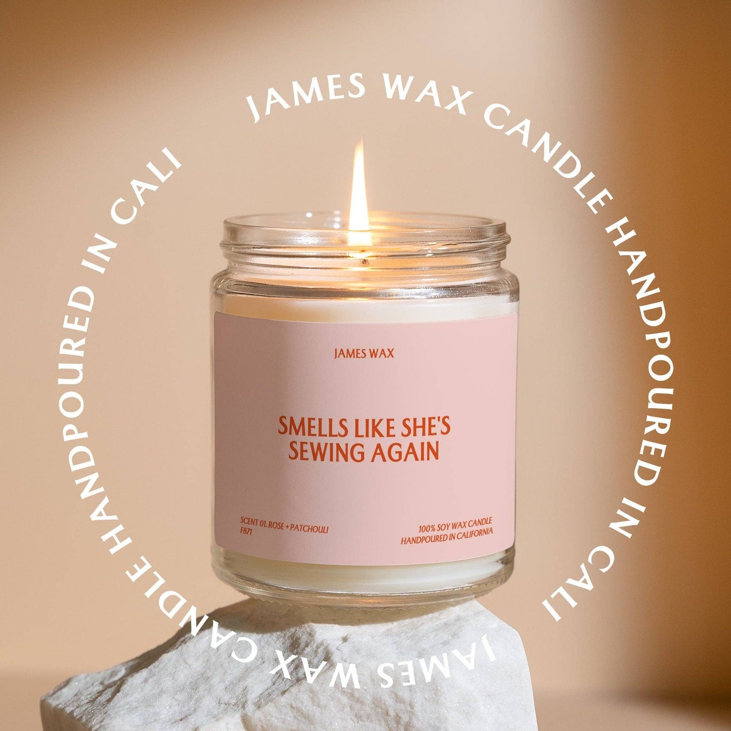 Sewing Gift Smells Like She's Sewing Again Candle (Rose + Patchouli)