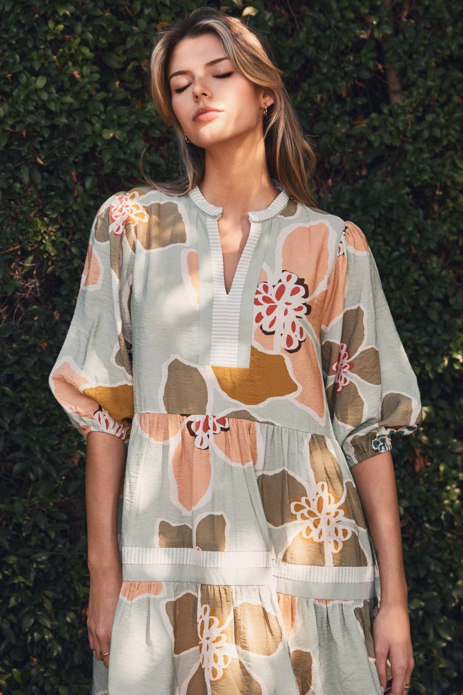 Abide Tiered Floral Printed Mini Dress (Small to Large)