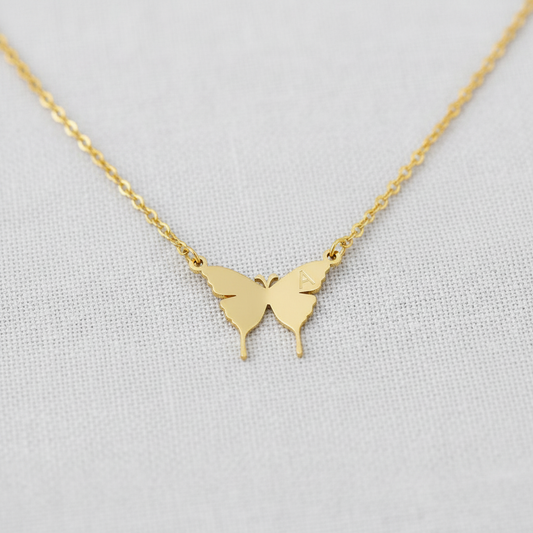 Gold Plated Butterfly Letter Necklace
