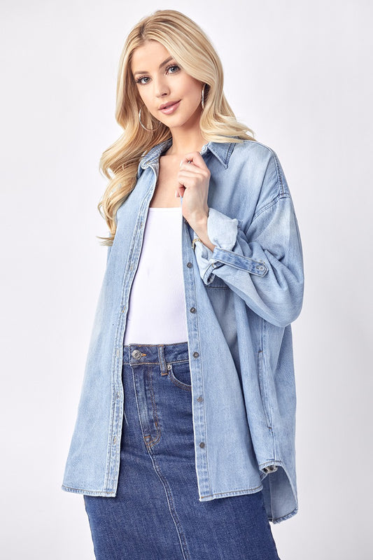 Amelia Oversized Denim Shirt (Small to XL)