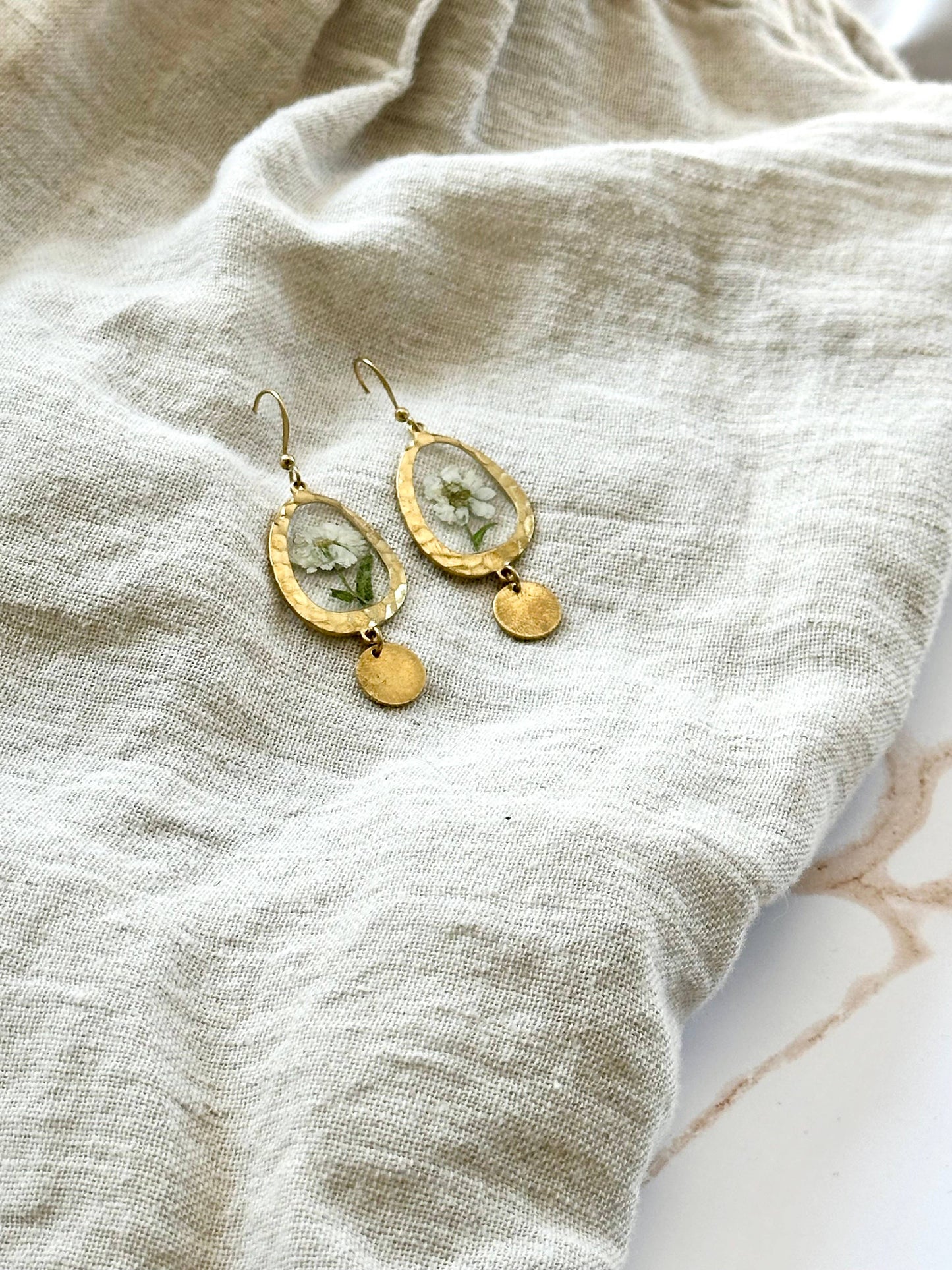 Pressed Flower Jewelry | Minimalist Jewelry | Brass Jewelry