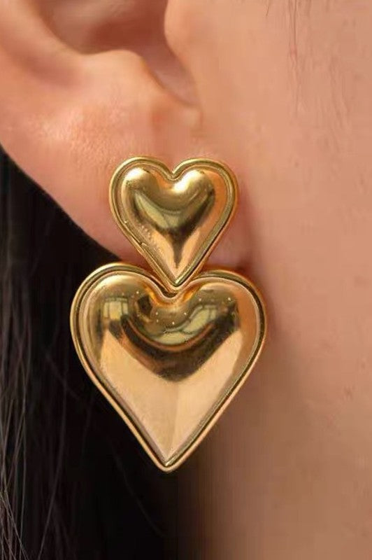 Double Heart Gold Plated Earrings