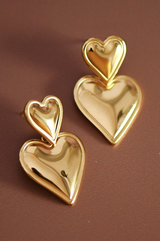Double Heart Gold Plated Earrings