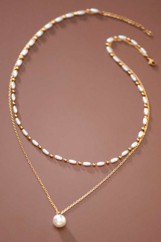Pearl Double Layered 18k Gold Plated Necklace